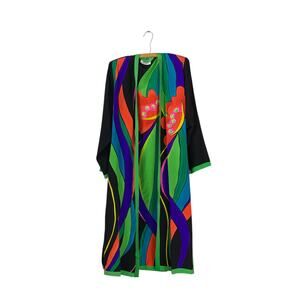 Vintage Silk Hand Painted Jacket Yolanda Lorente Wearable Art One Size